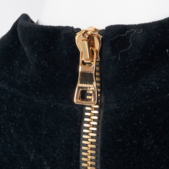 Balmain Black & White Striped Velvet Long-Sleeve Mini Dress - Picture 10 of 14